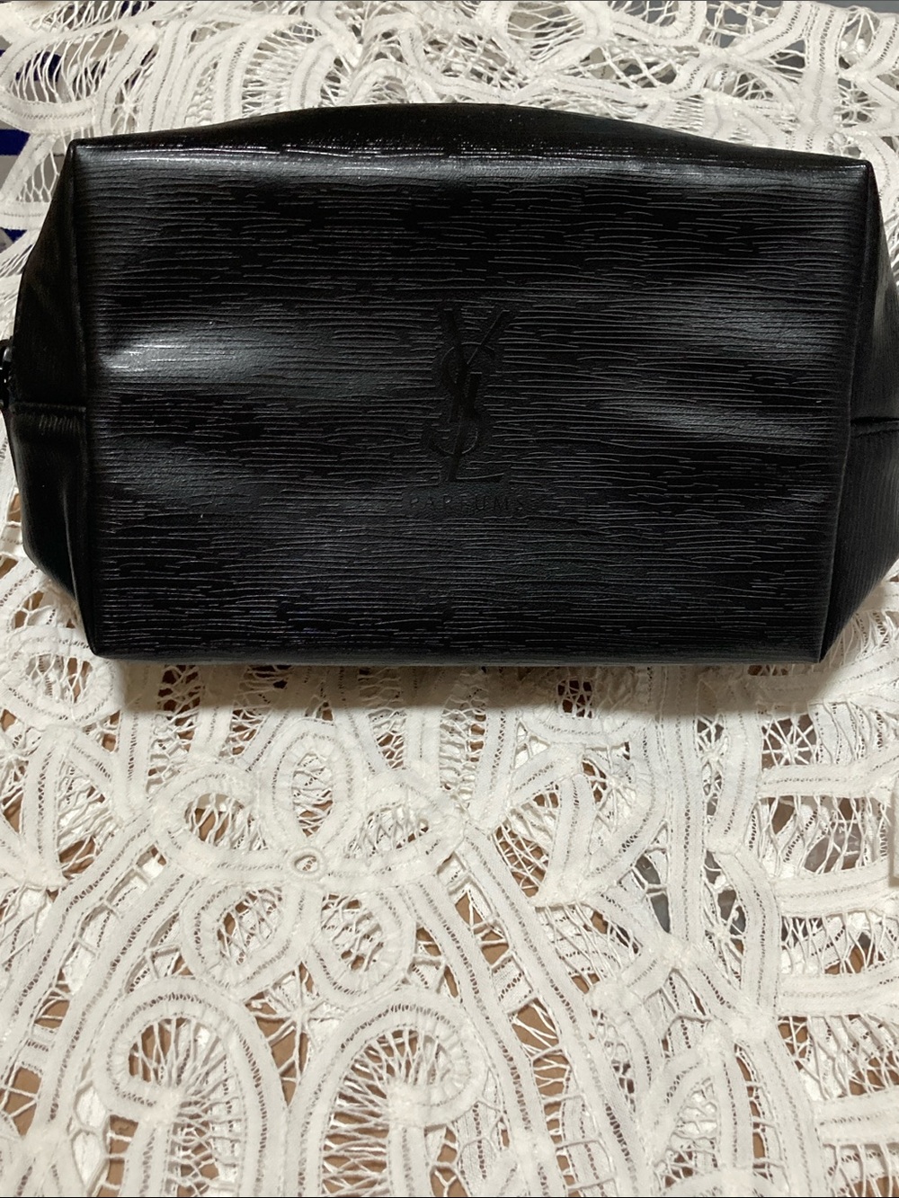 Yves Saint Laurent P arfums Black Textured Cosmetic Bag